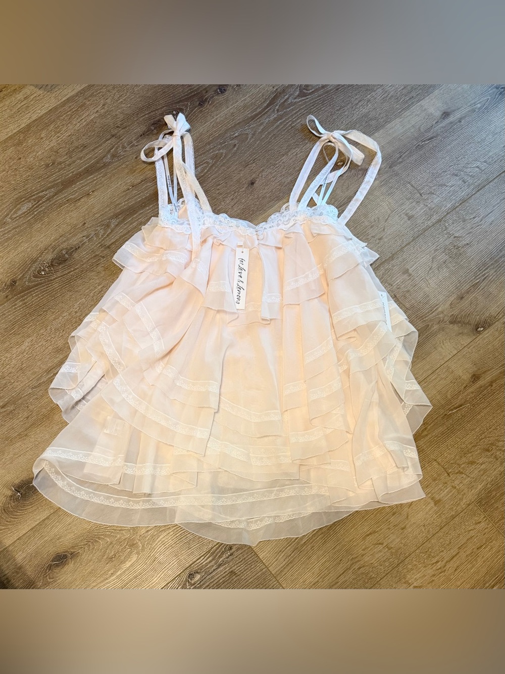 For Love And Lemons Juniper Ruffle Peach Mini Dress Size XS NWT - Picture 13 of 13